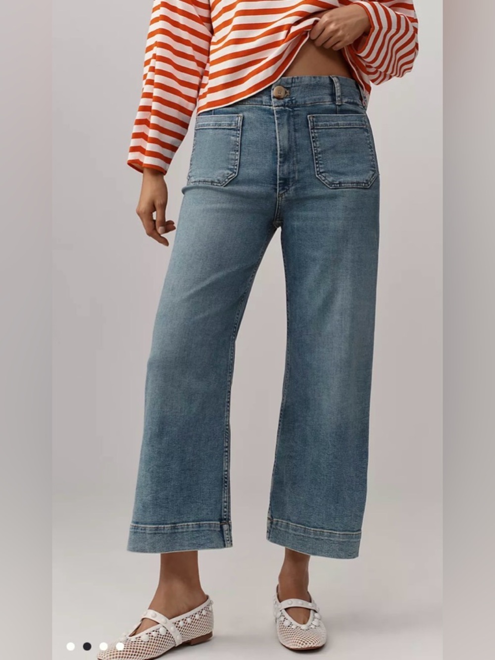 The Colette Crop High-Rise Wide-Leg Jeans by Maeve